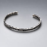Aran Hammered Matte Oxidised Silver Cuff Bracelet