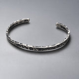 Aran Hammered Matte Oxidised Silver Cuff Bracelet