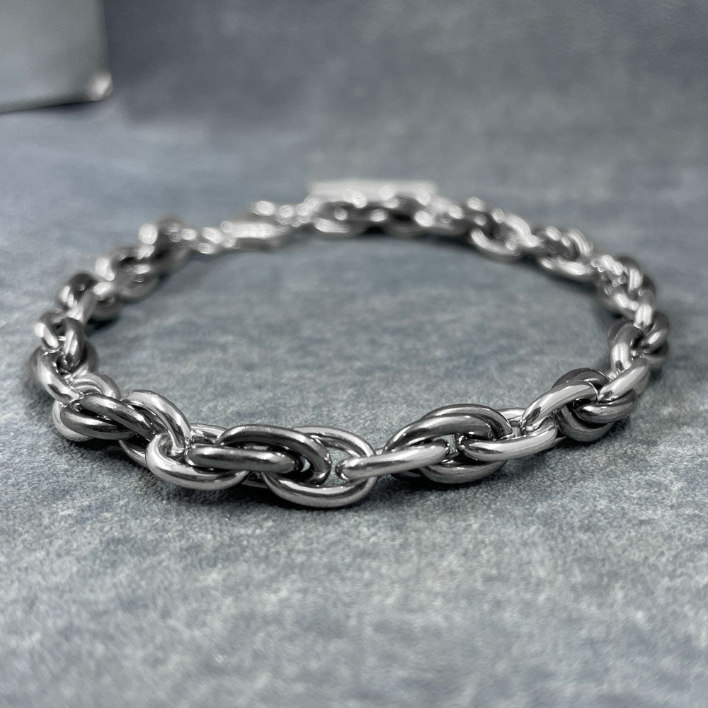 Aran - Oxidised Triple Interlock Silver Bracelet