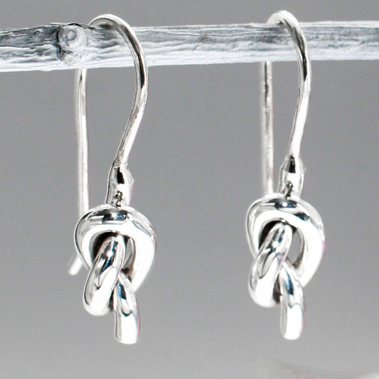 Aran - Single Knot Silver Earrings - Dangle