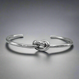 Aran - Thick Single Knot Silver Cuff Bracelet