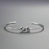 Aran - Thin Single Infinity Knot Silver Cuff Bracelet