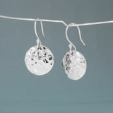 Artemis Disc Hammered Silver Dangle Earrings