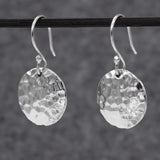 Artemis Disc Hammered Silver Dangle Earrings