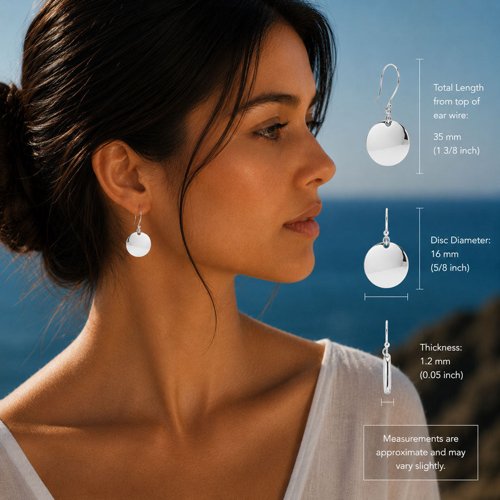 Artemis Disc Silver Dangle Earrings