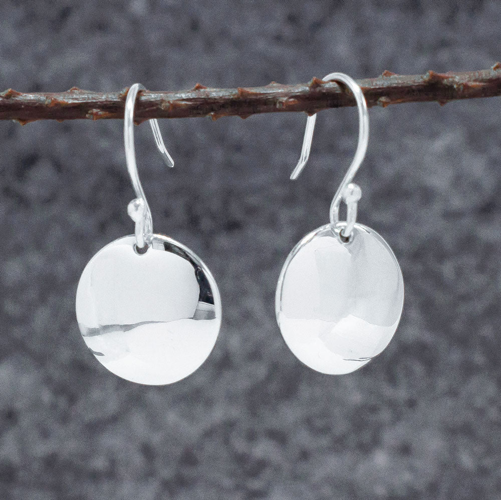 Artemis Disc Silver Dangle Earrings