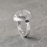 Artemis Glitter Hammered Dome Silver Adjustable Ring