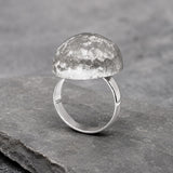 Artemis Glitter Hammered Dome Silver Adjustable Ring