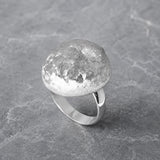 Artemis Glitter Hammered Dome Silver Adjustable Ring