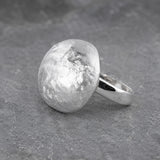 Artemis Glitter Hammered Dome Silver Adjustable Ring