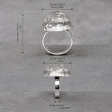 Artemis Glitter Hammered Dome Silver Adjustable Ring