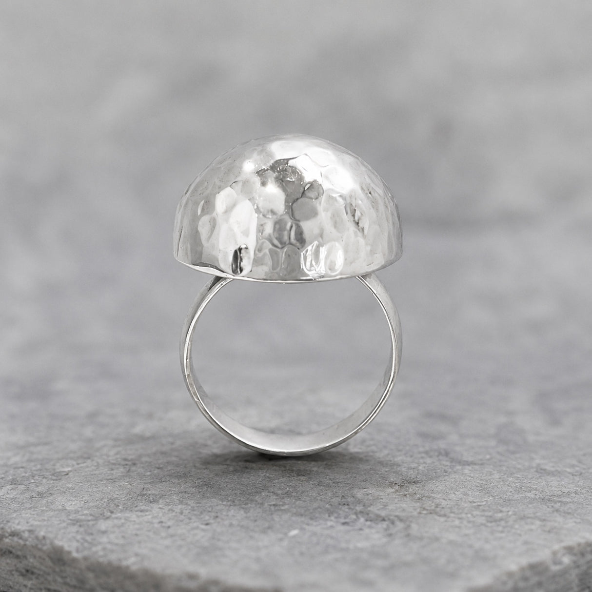 Artemis Hammered Dome Silver Adjustable Ring
