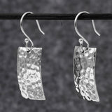 Artemis Rectangle Hammered Silver Dangle Earrings