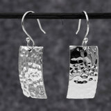 Artemis Rectangle Hammered Silver Dangle Earrings