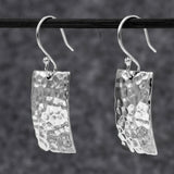 Artemis Rectangle Hammered Silver Dangle Earrings