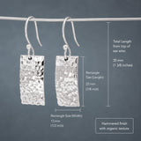 Artemis Rectangle Hammered Silver Dangle Earrings