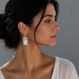 Artemis Rectangle Hammered Silver Dangle Earrings