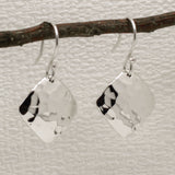 Artemis Rhombus Hammered Silver Dangle Earrings