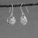 Artemis Small Disc Hammered Silver Dangle Earrings