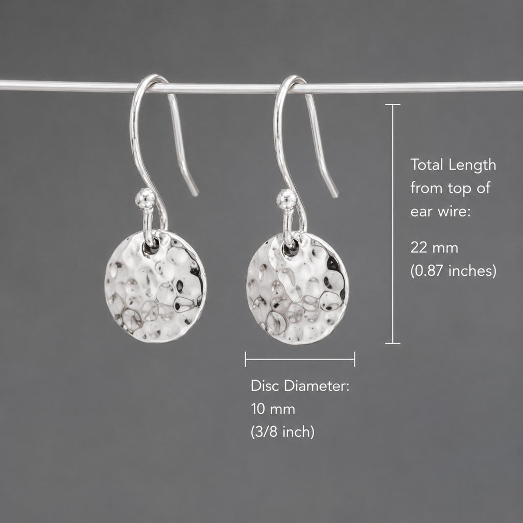 Artemis Small Disc Hammered Silver Dangle Earrings