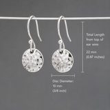 Artemis Small Disc Hammered Silver Dangle Earrings