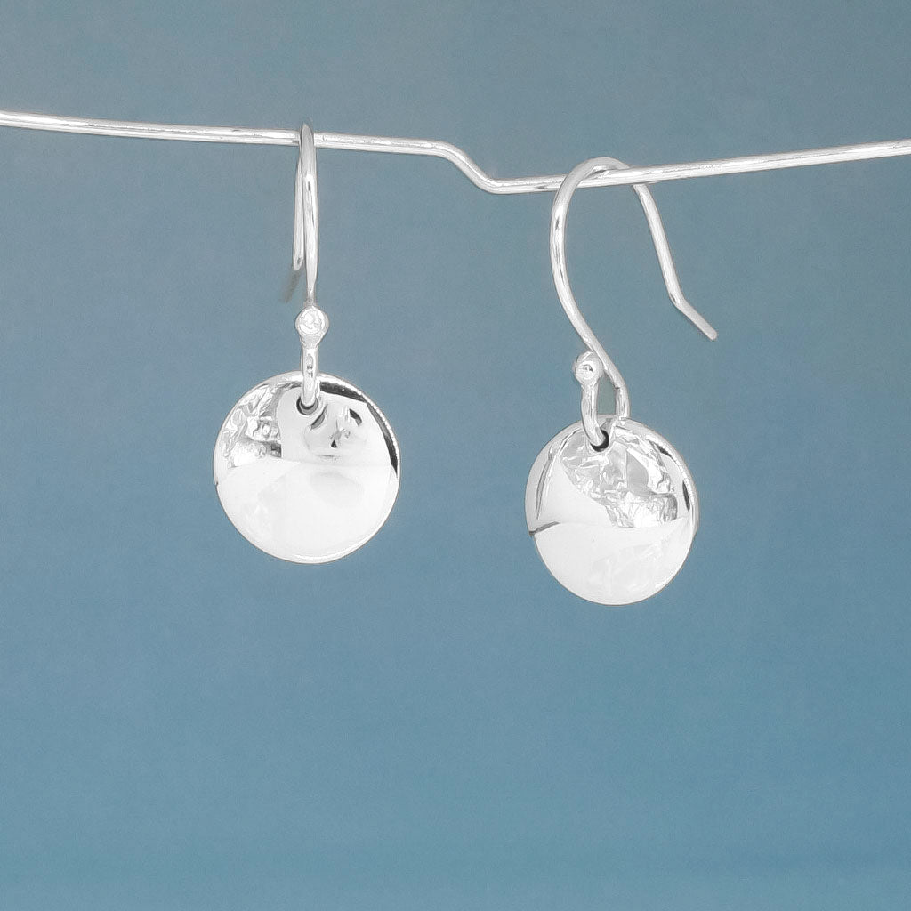 Artemis Small Disc Silver Dangle Earrings
