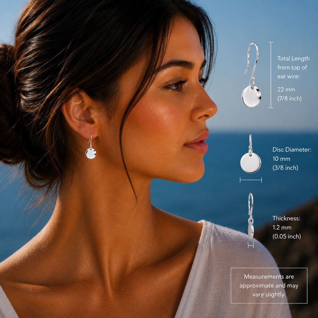 Artemis Small Disc Silver Dangle Earrings