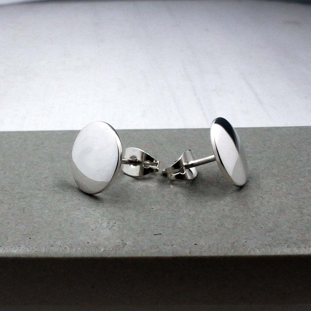 Artemis Small Disc Silver Stud Earrings