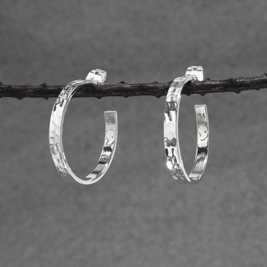 Artemis Small Nabyla Hammered Hoop Silver Stud Earrings