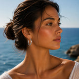 Artemis Small Nabyla Hammered Hoop Silver Stud Earrings