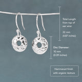 Artemis Small Off-Center Disc Hammered Silver Dangle Earrings