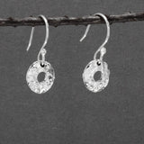 Artemis Small Off-Center Disc Hammered Silver Dangle Earrings