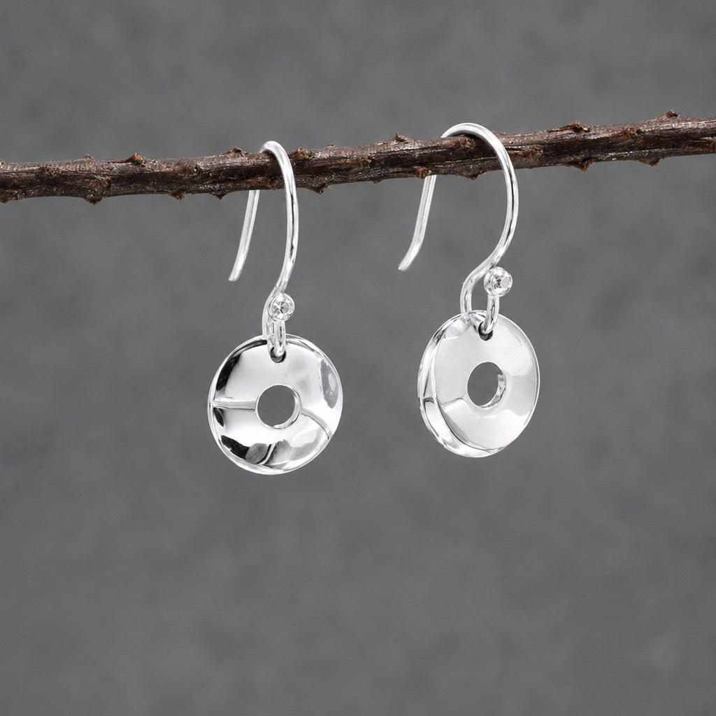 Artemis Small Off-Center Disc Silver Dangle Earrings