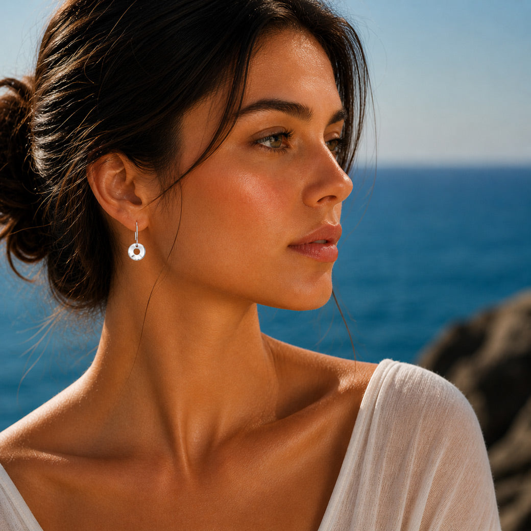 Artemis Small Off-Center Disc Silver Dangle Earrings
