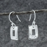 Artemis Small Off-Center Rectangle Silver Dangle Earrings