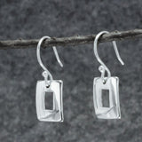 Artemis Small Off-Center Rectangle Silver Dangle Earrings
