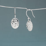Artemis Small Oval Hammered Silver Dangle Earrings