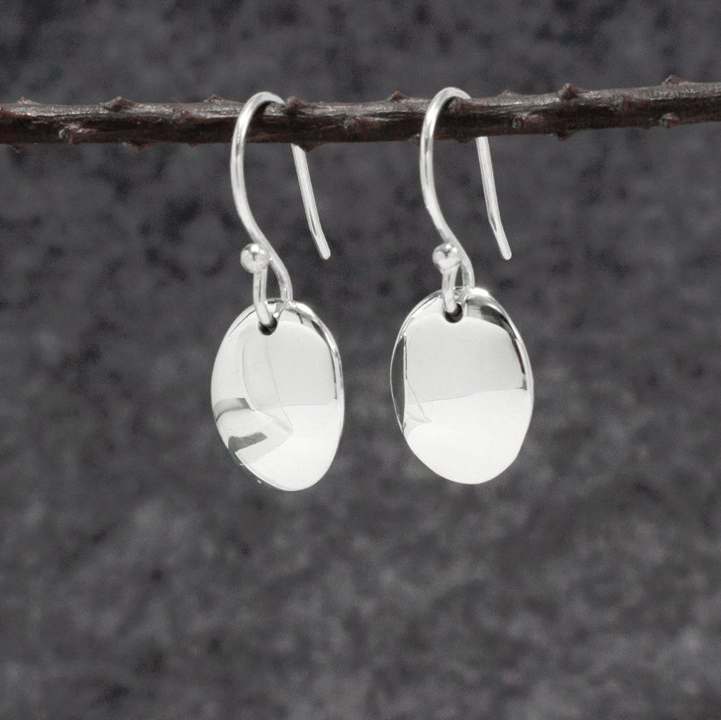 Artemis Small Oval Silver Dangle Earrings