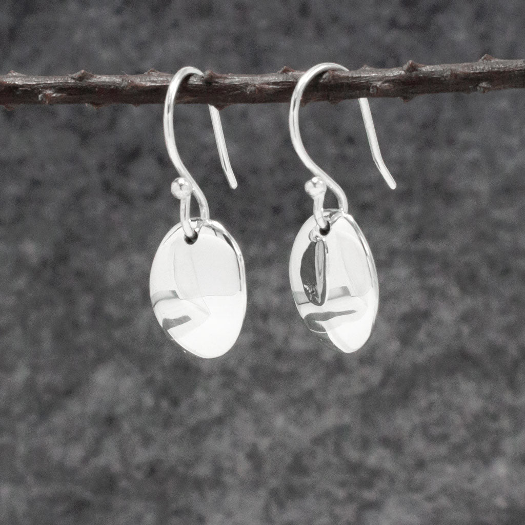Artemis Small Oval Silver Dangle Earrings