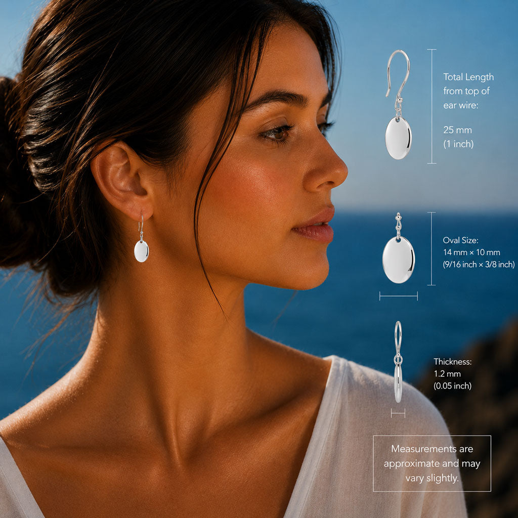 Artemis Small Oval Silver Dangle Earrings