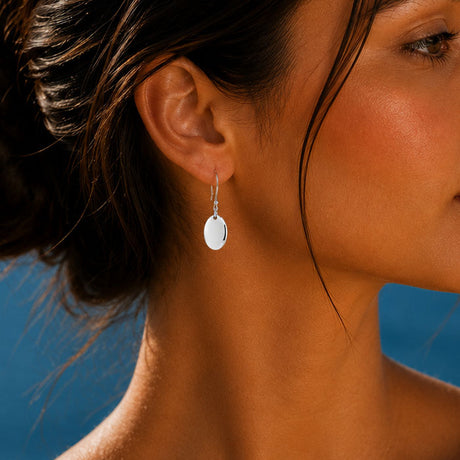 Artemis Small Oval Silver Dangle Earrings