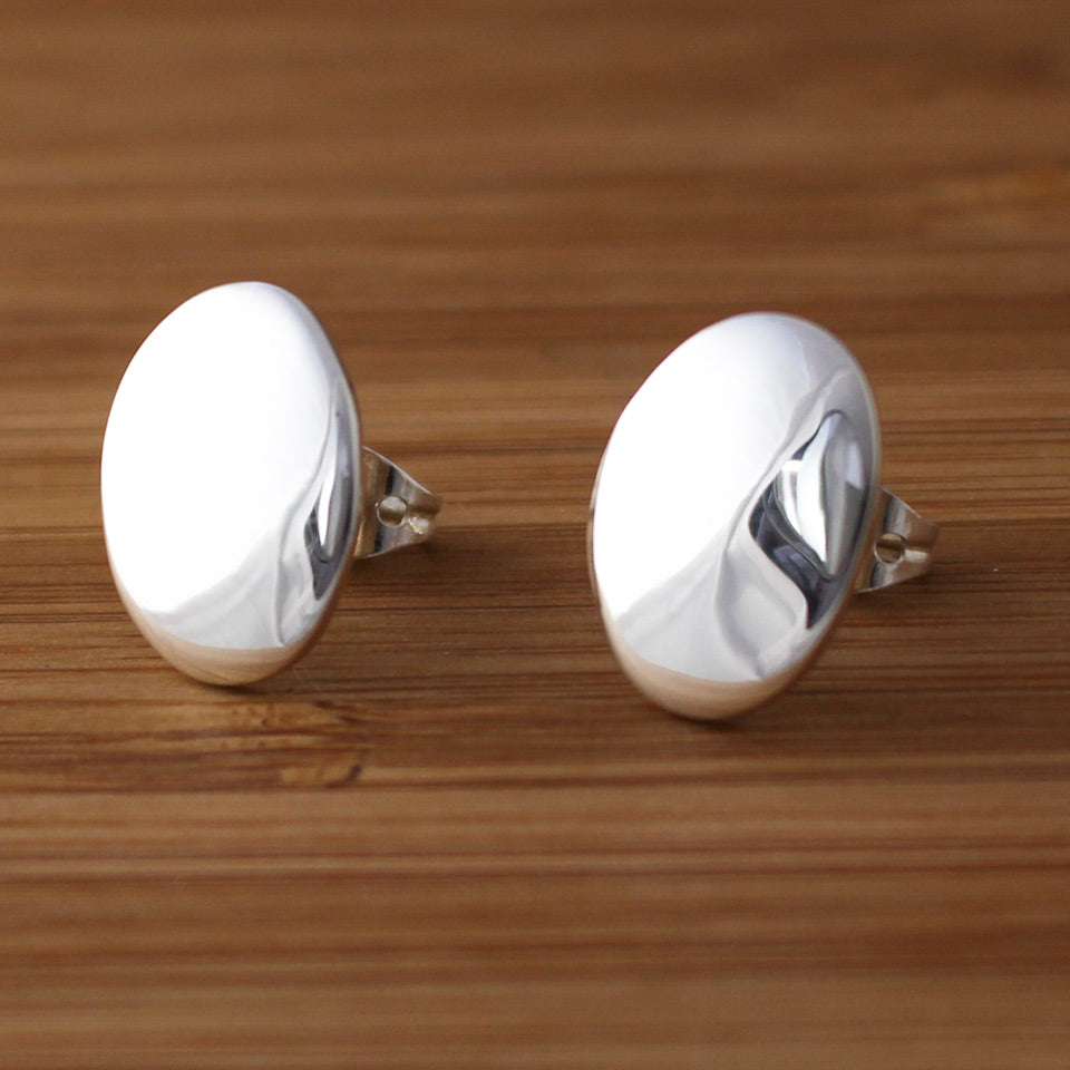 Artemis Small Oval Silver Stud Earrings
