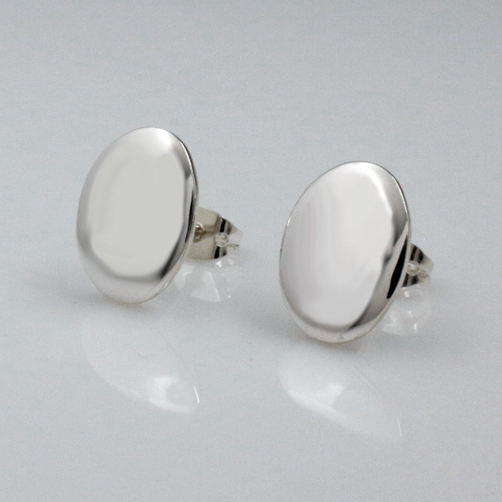 Artemis Small Oval Silver Stud Earrings