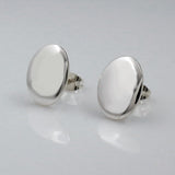 Artemis Small Oval Silver Stud Earrings