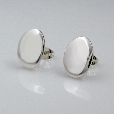 Artemis Small Oval Silver Stud Earrings