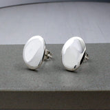 Artemis Small Oval Silver Stud Earrings