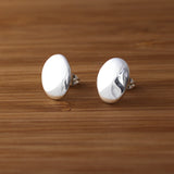 Artemis Small Oval Silver Stud Earrings