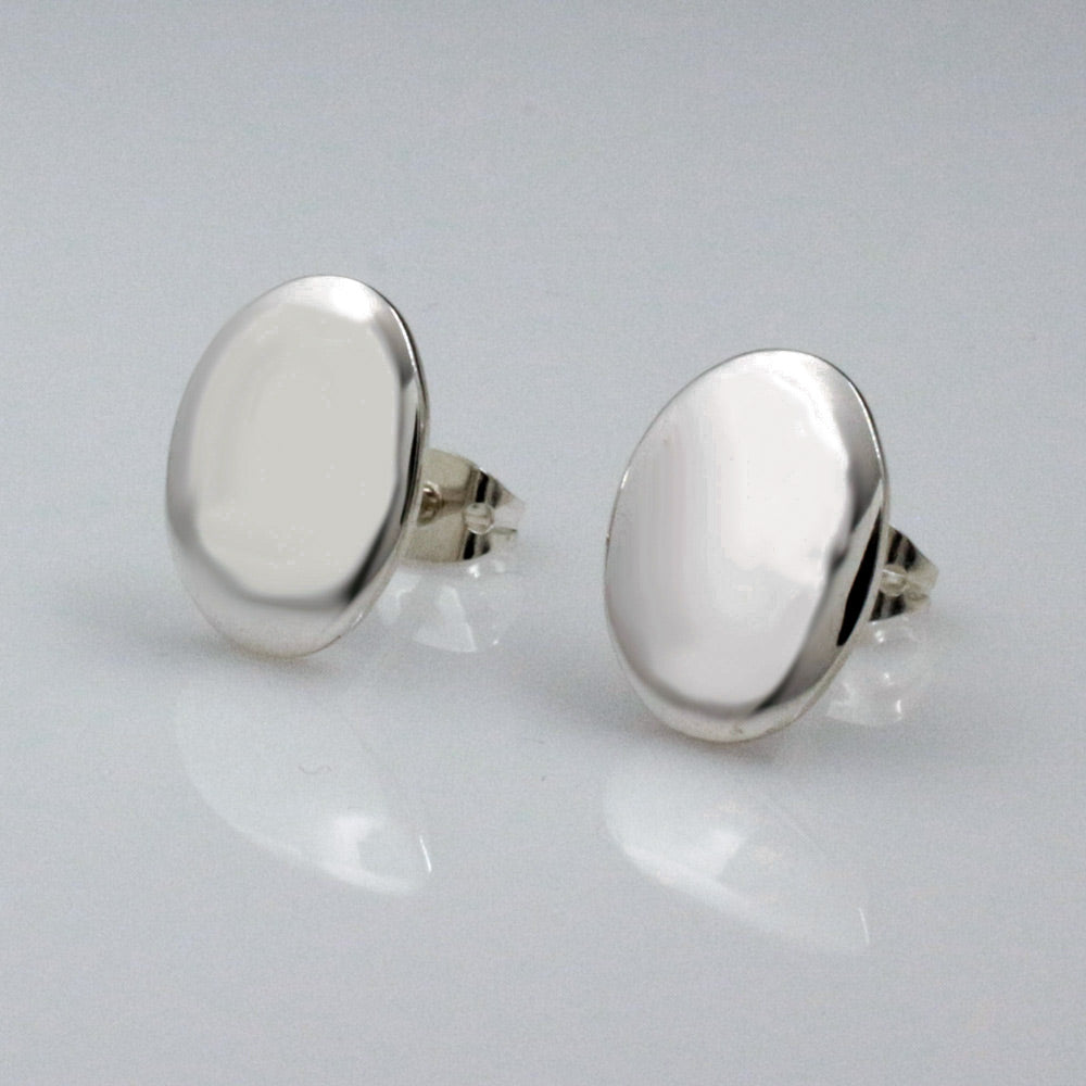 Artemis Small Oval Silver Stud Earrings