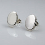 Artemis Small Oval Silver Stud Earrings