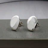 Artemis Small Oval Silver Stud Earrings